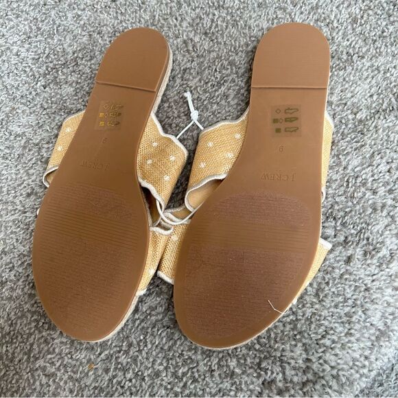 NWOB J. Crew Scalloped polka-dot slide sandals in Polkadot Raffia | Size 9 - Picture 3 of 6